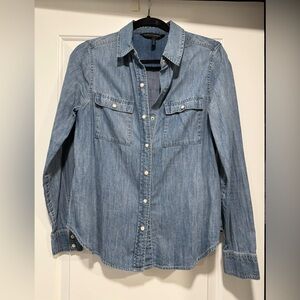 White House Black Market Light Blue Denim Shirt
